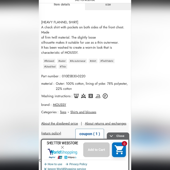 Moussy Oversized Women's Heavy Flannel Plaid Shacket shirt jacket lagenlook rare - Picture 8 of 10